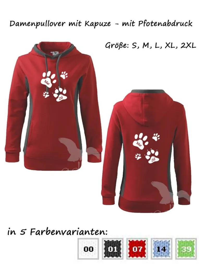 Damen Pullover mit Pfotenabdruck des eigenen Hundes!