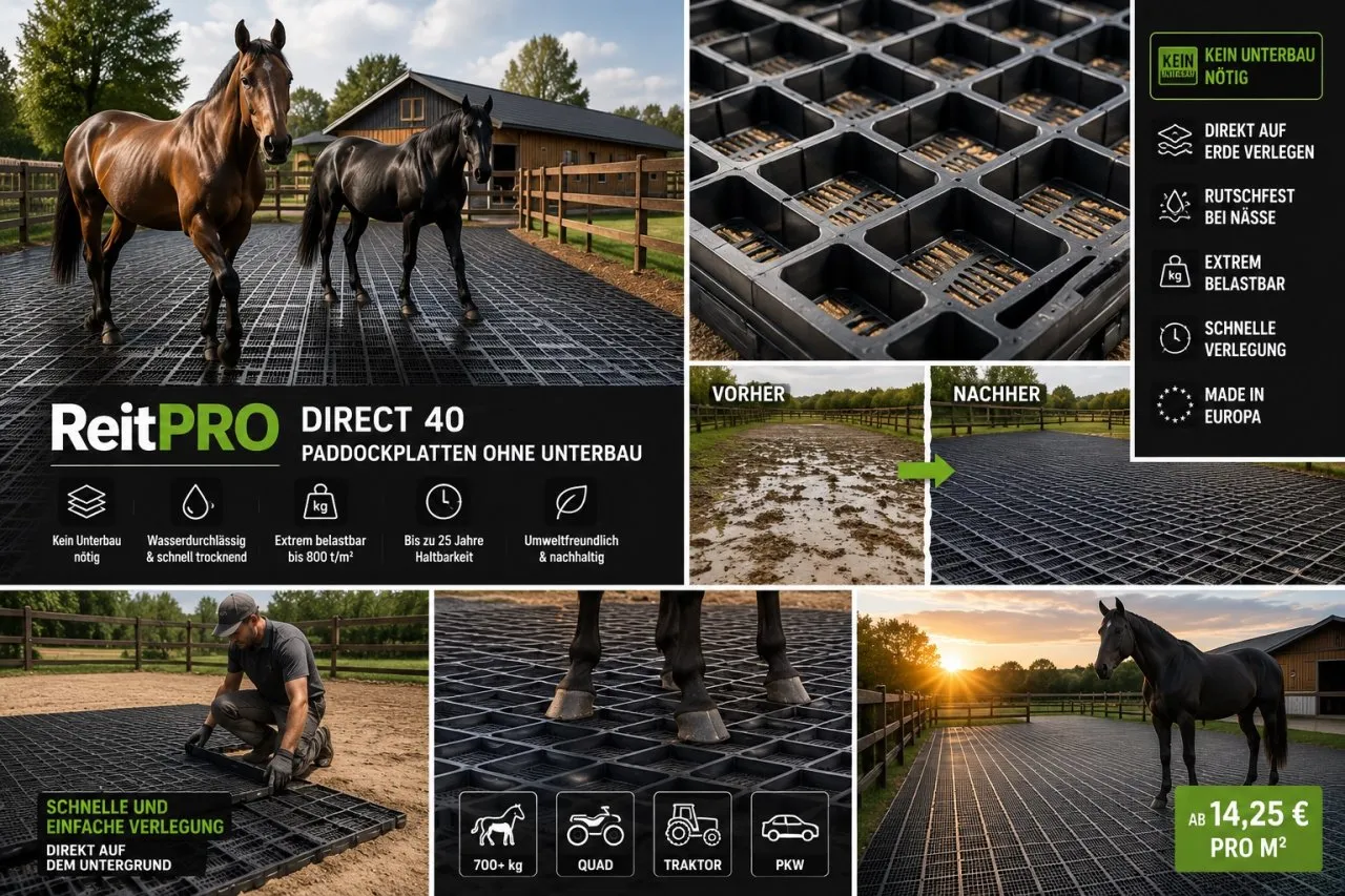 Paddockplatten kaufen & Rasengitter, ideale Paddockgitter ohne Unterbau ReitPRO4