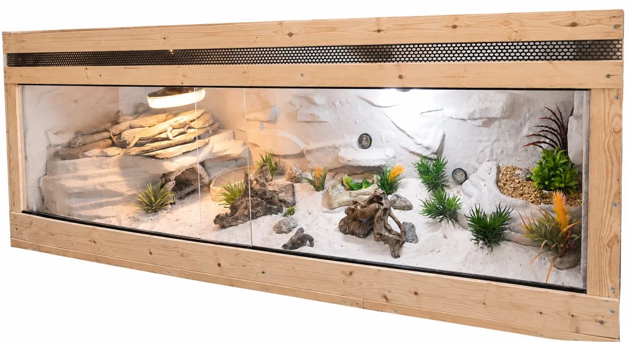Terrarium 2m x 60cm x 60cm mit Zubehör & Bartagame