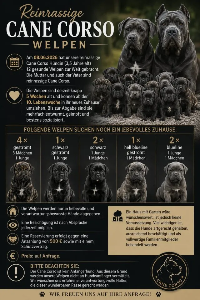 10 reinrassige cane corso welpen suchen ihr zuhause