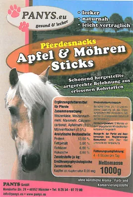 Pferde Snacks bei Panys - Apfel & Möhren - Maiskeimherzen - Ergänzungsfuttermitt