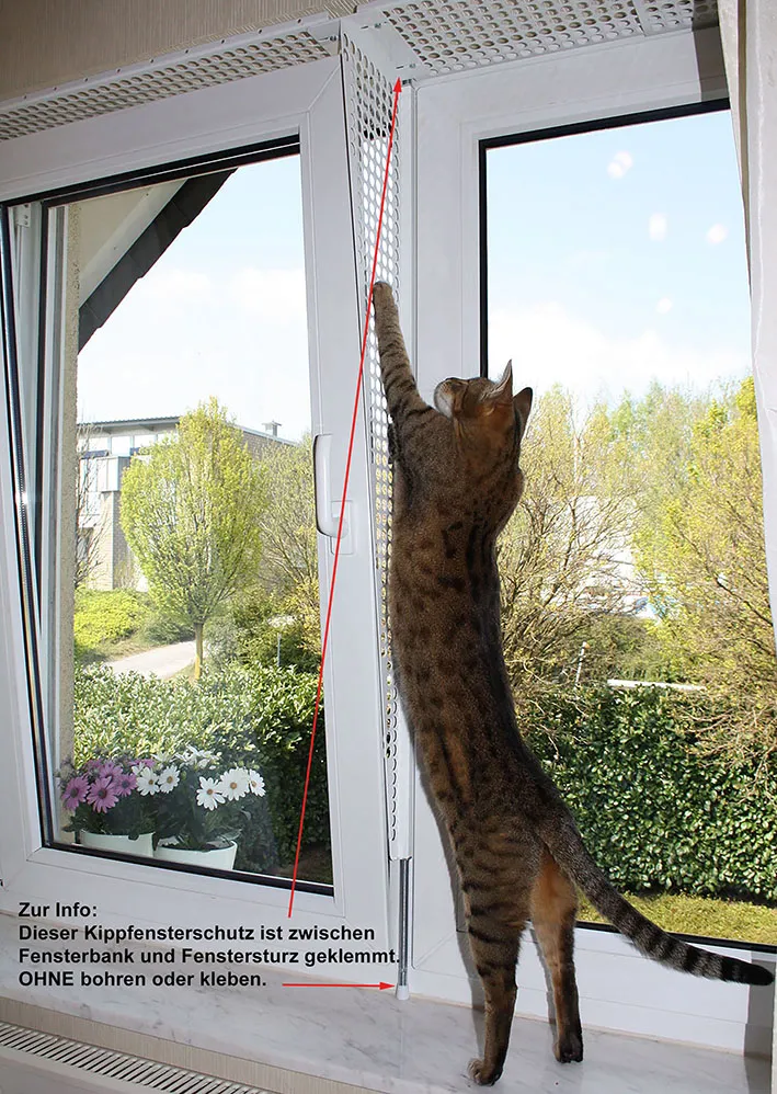 Kippfensterschutz für Katzen von austmetall, OHNE BOHREN OHNE KLEBEN, System 4